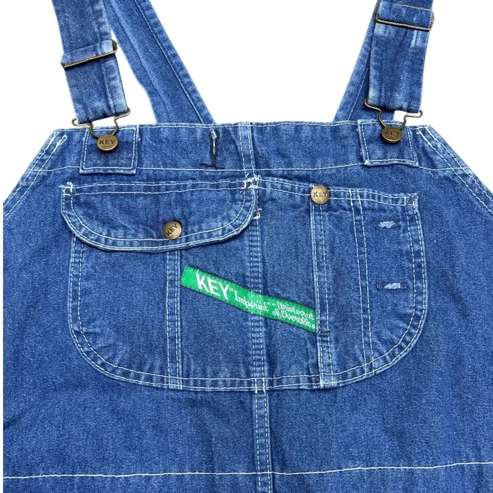 KEY Imperial Denim Overalls Men's Size W56 L30‎ Blue Cotton Workwear Carpenter